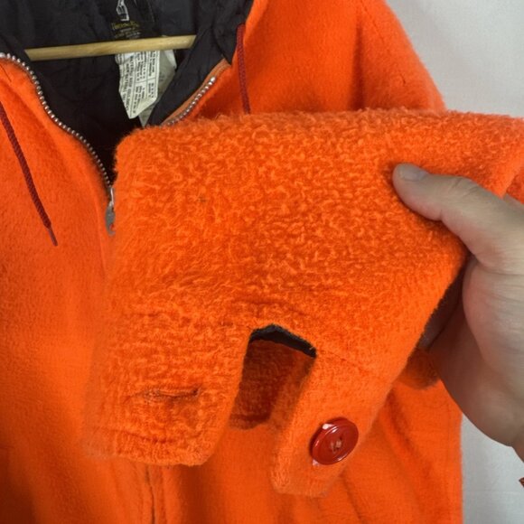 Vintage Thermo-King Blaze Orange Fleece Zip Hoodie Canada Quilted Liner XL - Picture 2 of 7